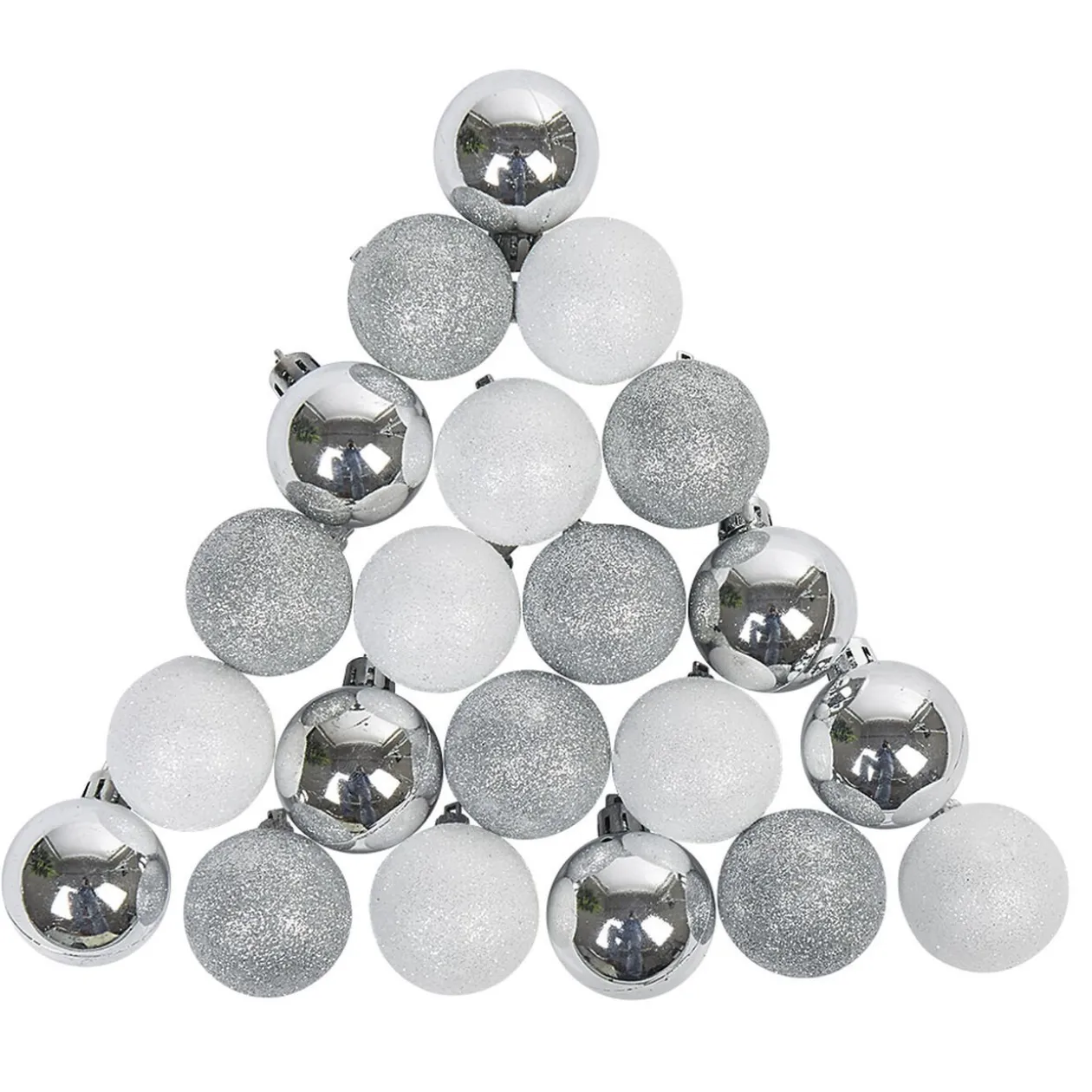 Boule de Noël argentée et blanche x25
