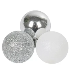 Boule de Noël argentée et blanche x25