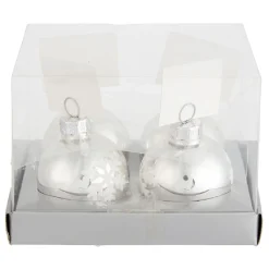 Boule de Noël argentée porte-nom x4