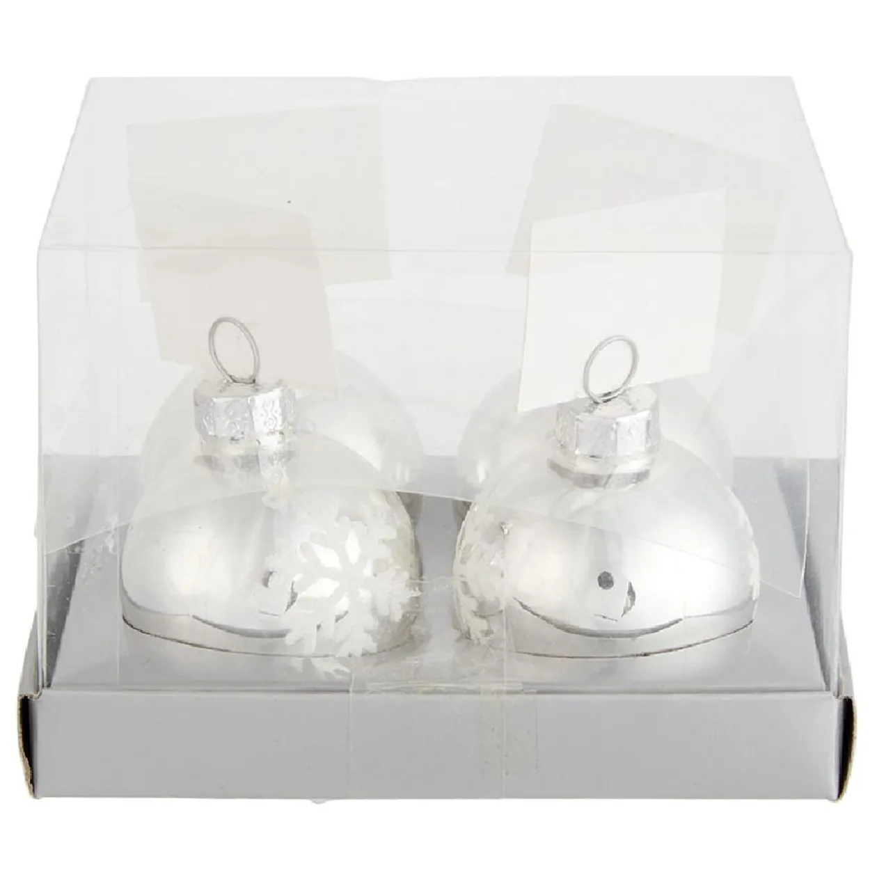 Boule de Noël argentée porte-nom x4