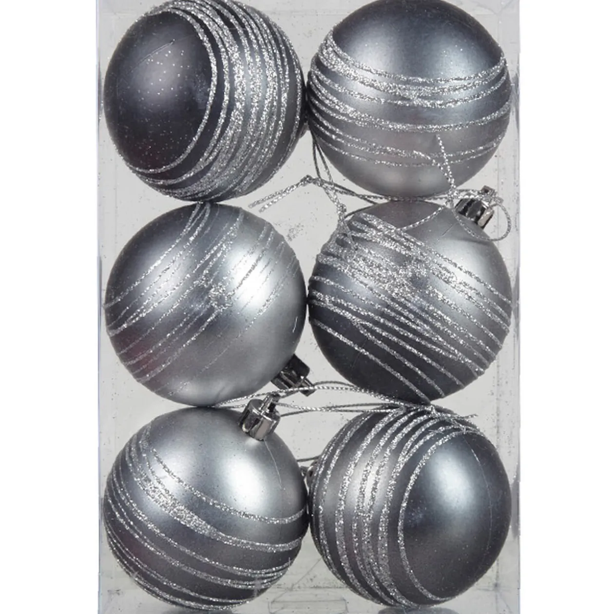 Boule de Noël argentée x6