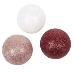 Boule de Noël blanche et rose pailletée x8