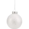 Boule de Noël blanche motif étoiles paillettées argentées Ø8cm
