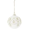 Boule de Noël blanche motif pailleté doré Ø8cm