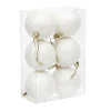 Boule de Noël blanche pailletée x6