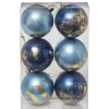 Boule de Noël bleu effet doré x6