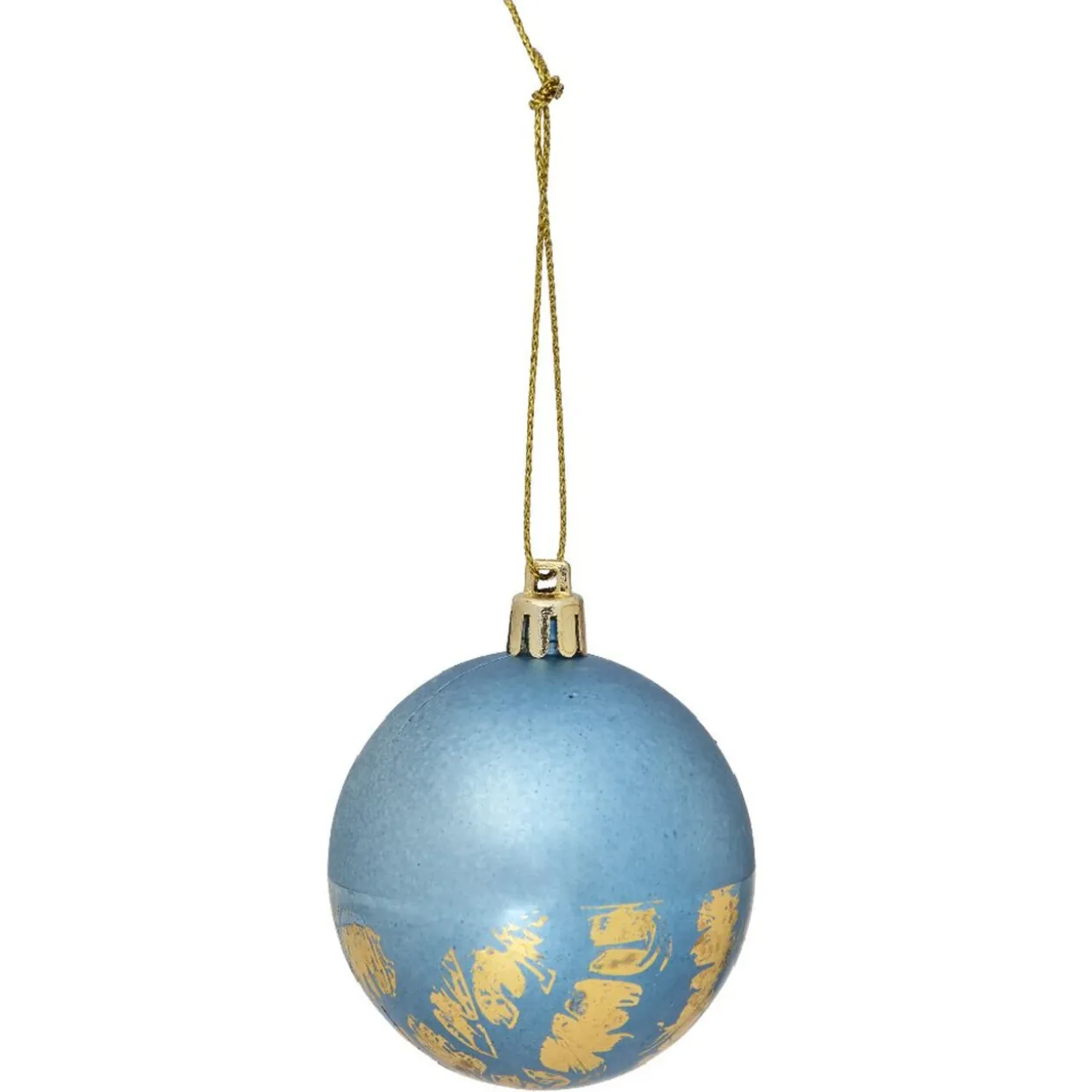 Boule de Noël bleu effet doré x6