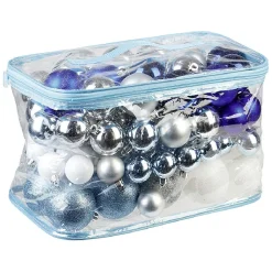 Boule de Noël bleue, blanche, argentée x 100