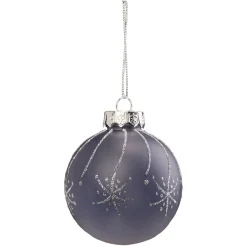 Boule de Noël bleue motif étoiles paillettées argentées Ø8cm