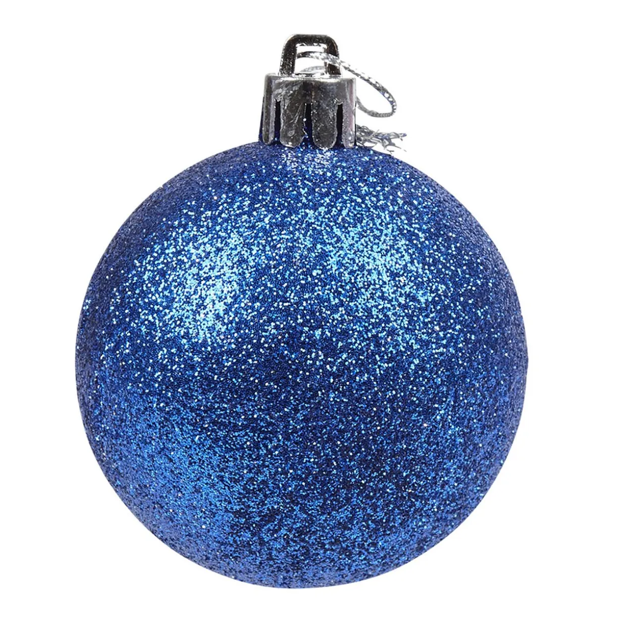 Boule de Noël bleue pailletée x6
