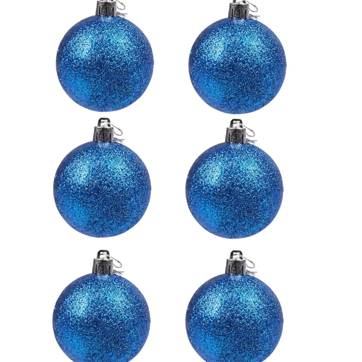 Boule de Noël bleue pailletée x6