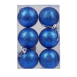 Boule de Noël bleue pailletée x6