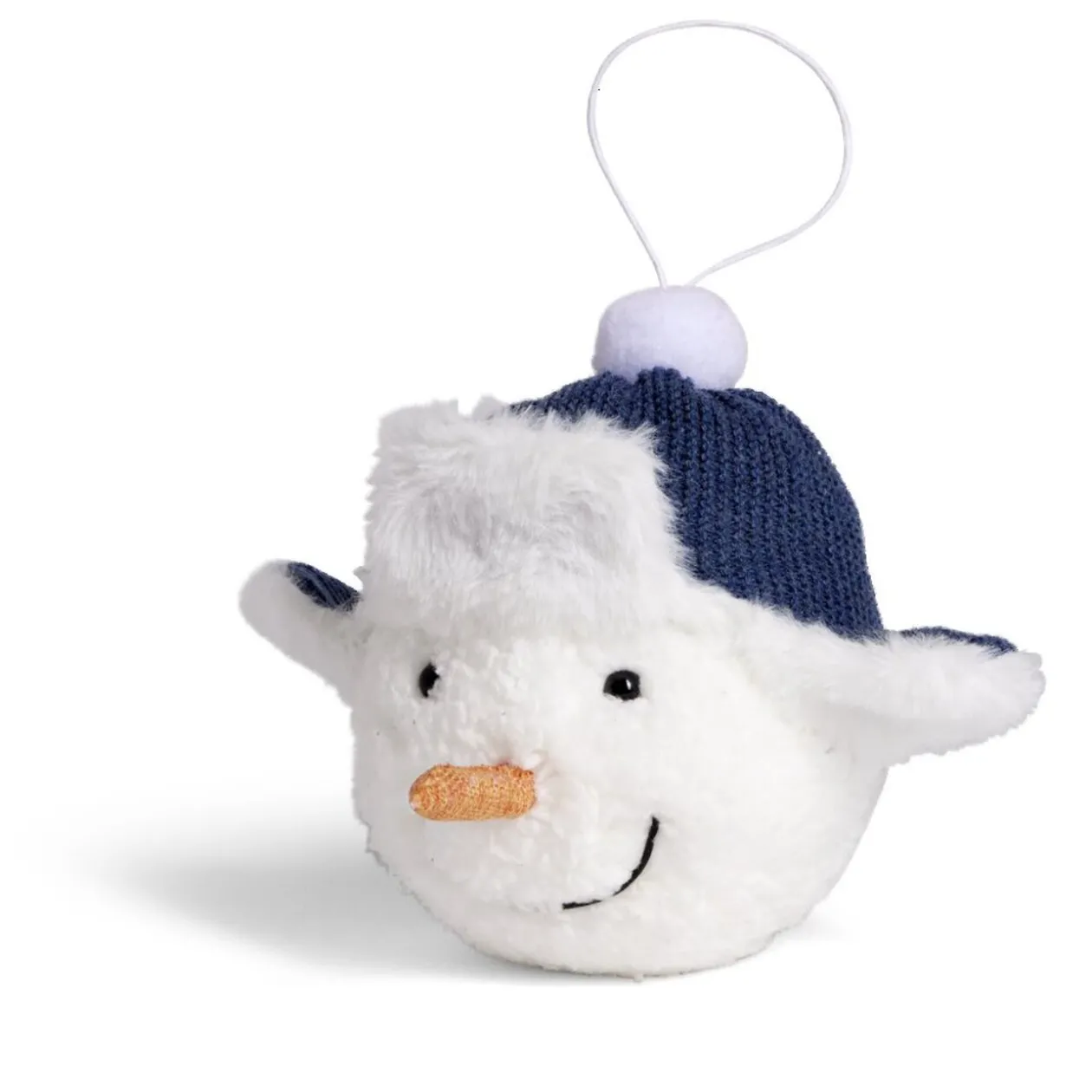 Boule de Noël bonhomme de neige fourrure blanc Ø12cm