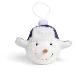 Boule de Noël bonhomme de neige fourrure blanc Ø12cm