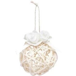 Boule de Noël déco fleur en rotin
