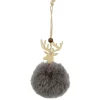 Boule de Noël déco fourrure Ø7,5x10 cm