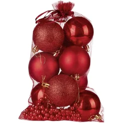 Boule de noël décor lisse et pailleté x10
