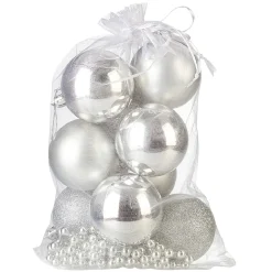 Boule de noël décor lisse et pailleté x10