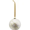 Boule de Noël design blanc doré Ø8cm