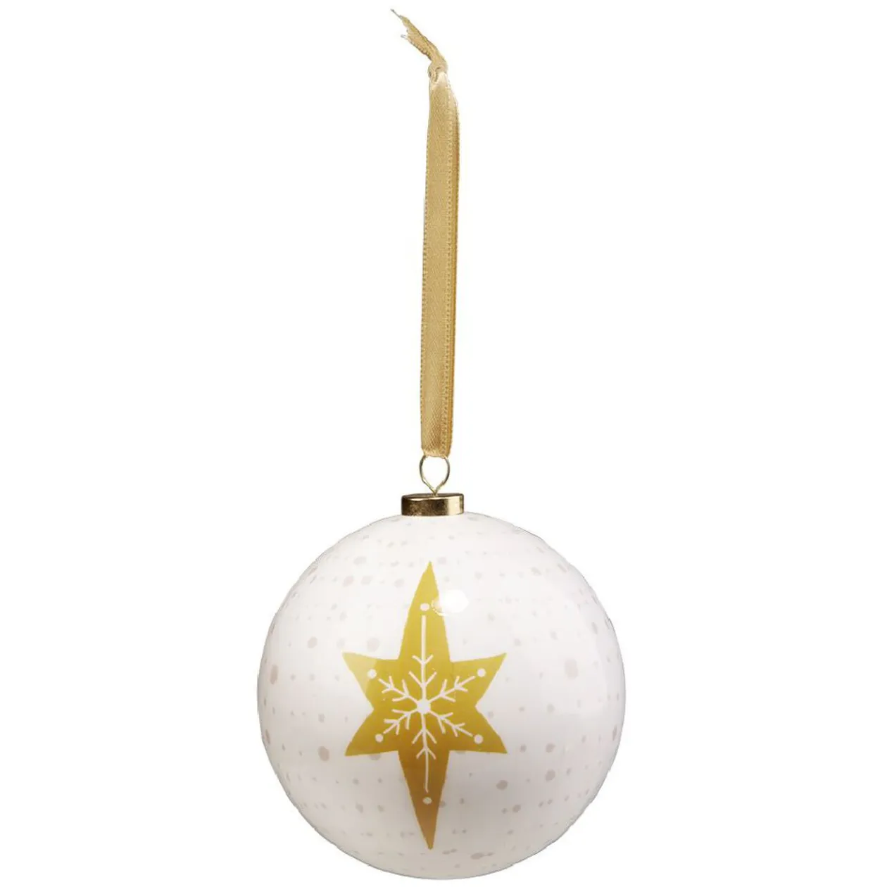 Boule de Noël design blanc doré Ø8cm