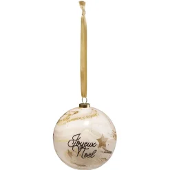 Boule de Noël design blanc doré Ø8cm
