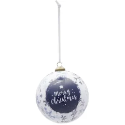 Boule de Noël design boréal bleu et blanc Ø8 cm