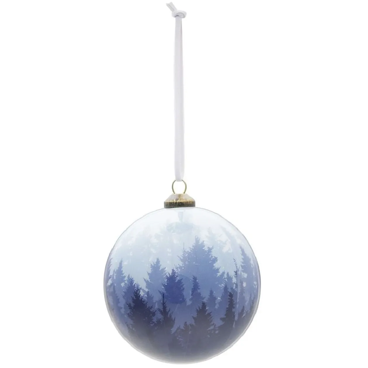 Boule de Noël design boréal bleu et blanc Ø8 cm
