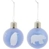 Boule de Noël design hiver flocon pingouin ours bleu et blanc x2