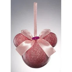 Boule de Noël Disney forme Mickey avec noeud ruban rose