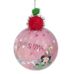 Boule de Noël Disney Mickey rose Ø12cm