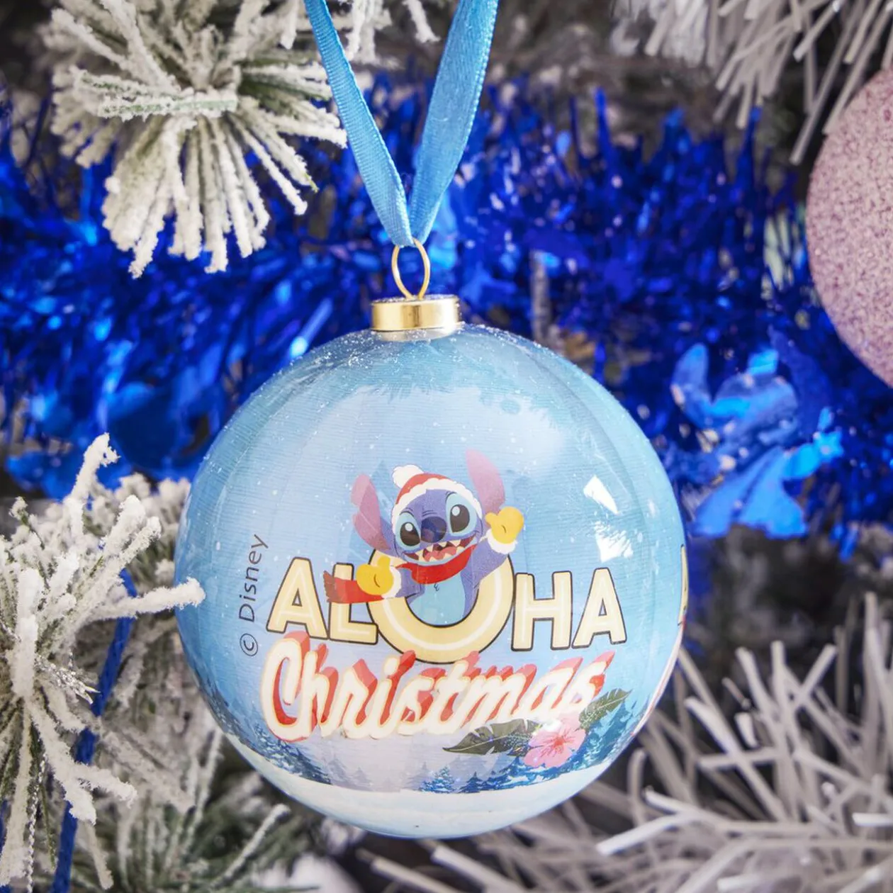 Boule de Noël Disney Stitch bleu Ø7,5cm