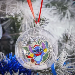 Boule de Noël Disney Stitch en verre et bois Ø8cm