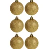 Boule de Noël dorée pailletée x6