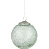 Boule de Noël effet craquelé vert transparent Ø8 cm
