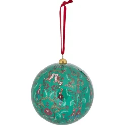 Boule de Noël effet gravure animaux vert et rouge Ø12cm