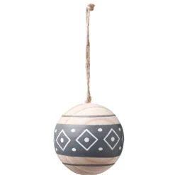 Boule de Noël en bois style ethnique