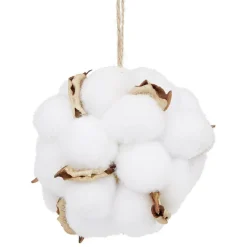 Boule de Noël en coton blanc et doré Ø7 cm