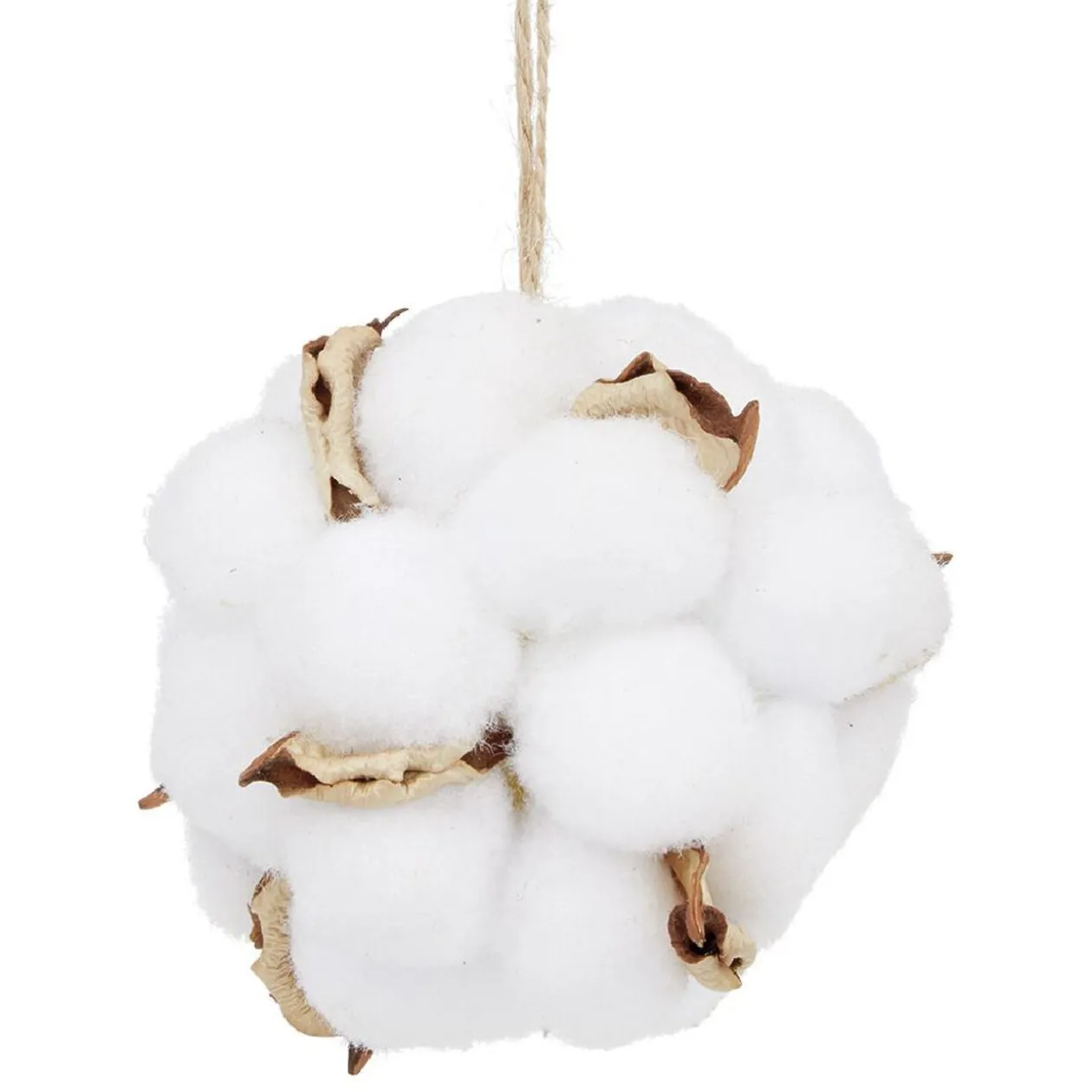 Boule de Noël en coton blanc et doré Ø7 cm