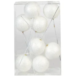 Boule de Noël en mousse blanche avec crochet de suspension x8