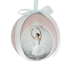 Boule de Noël en mousse design danseuse rose et bleu