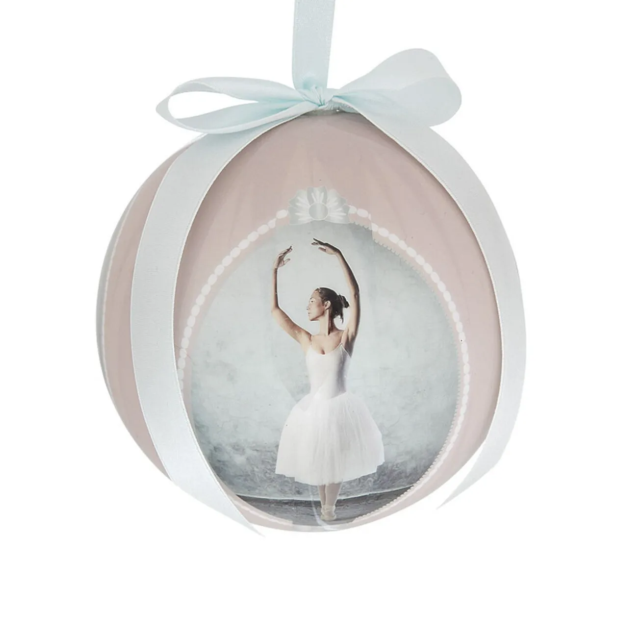 Boule de Noël en mousse design danseuse rose et bleu