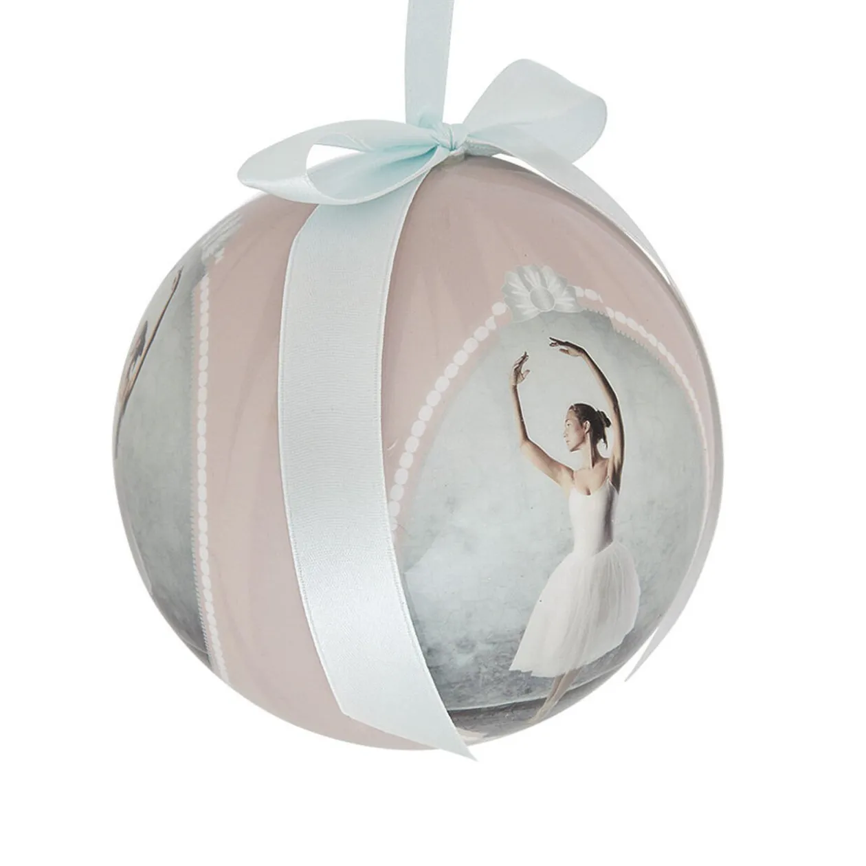Boule de Noël en mousse design danseuse rose et bleu