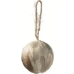 Boule de Noël en plume et lien en jute