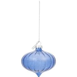 Boule de Noël en verre bleu Ø10 cm