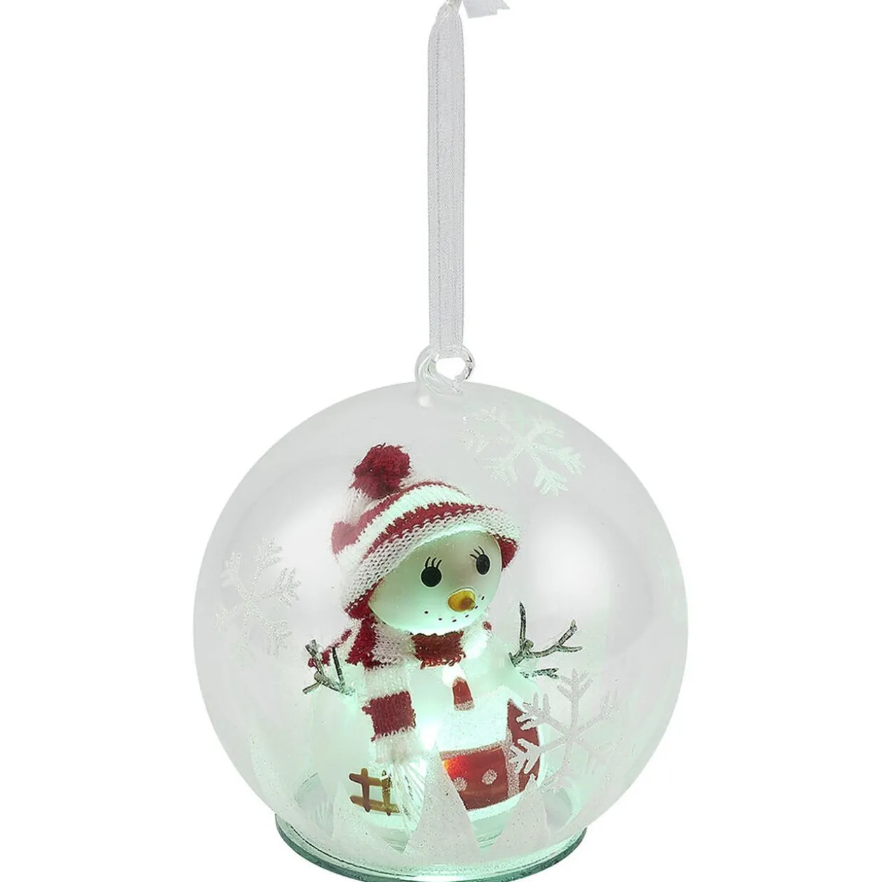 Boule de Noël en verre Bonhomme de neige lumineux