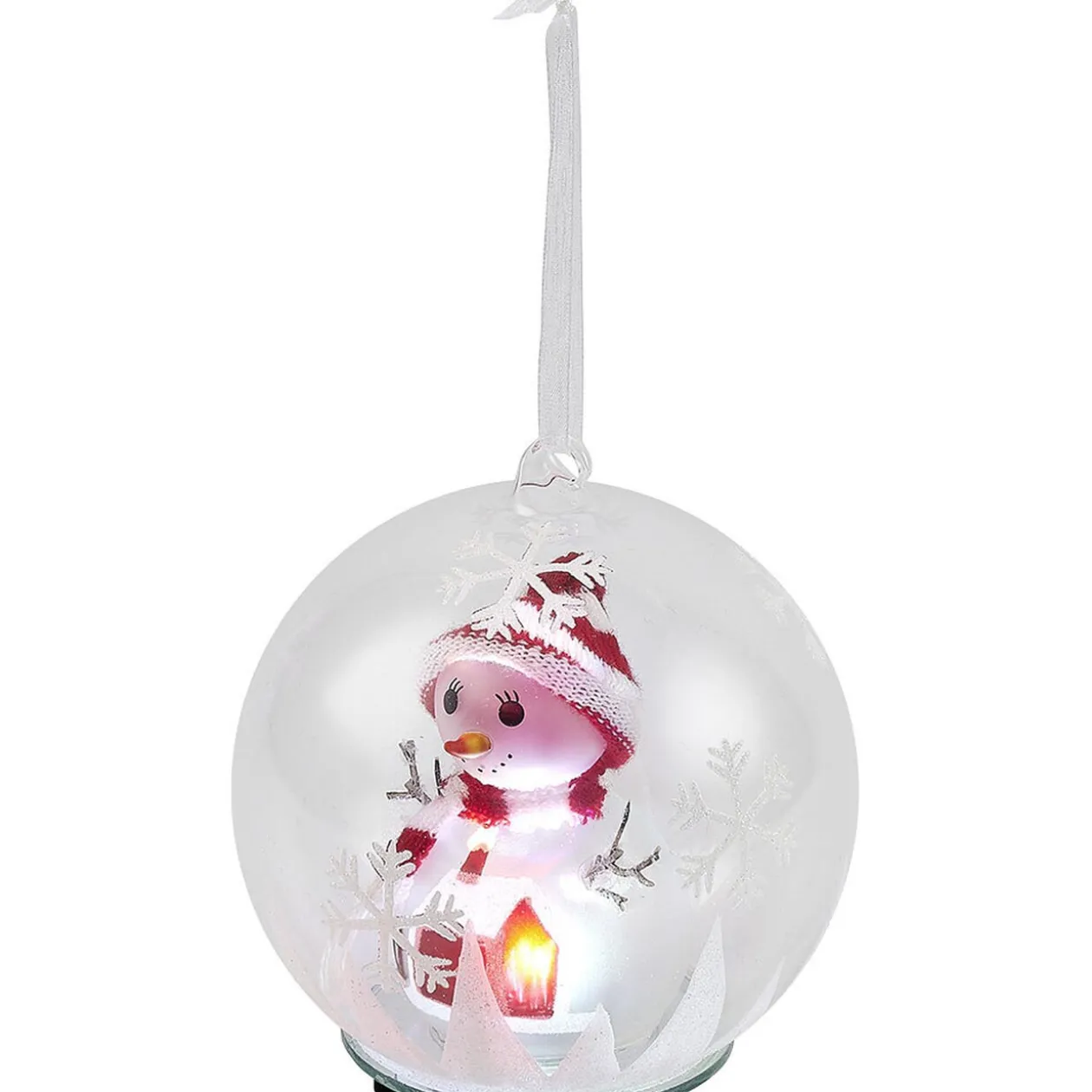 Boule de Noël en verre Bonhomme de neige lumineux