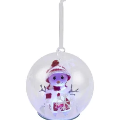 Boule de Noël en verre Bonhomme de neige lumineux