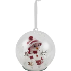 Boule de Noël en verre Bonhomme de neige lumineux