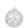 Boule de Noël en verre dessin argenté Ø8