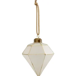 Boule de Noël en verre dorée et blanc Ø8cm